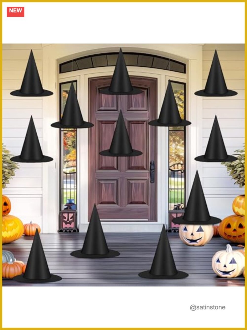 12 PCS Halloween Witch Hats Hanging Outdoor Decor